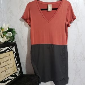 Dolan Color Block Dress Orange/Gray Small